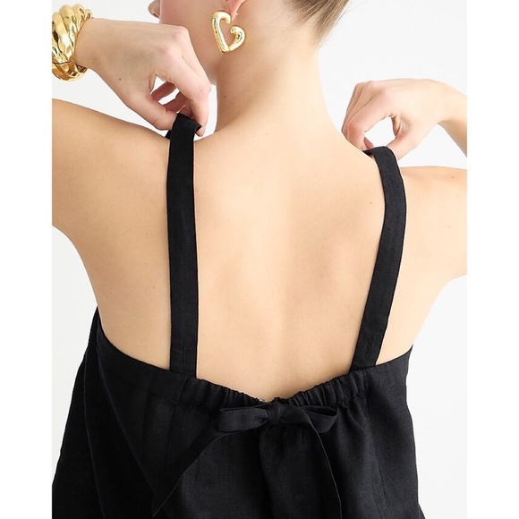 NWT!! J. CREW Linen Bow Back Linen Top Solid Black Tank Preppy Blouse X-Large - Picture 8 of 14